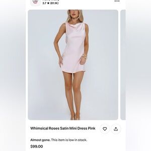 Whimsical Roses Satin Mini Dress - Pink